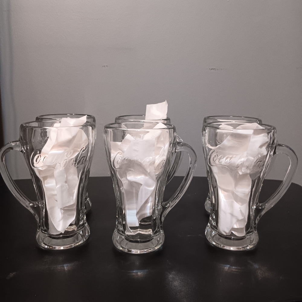 Libbey Vintage Heavy‎ Coca Cola Glass Mugs